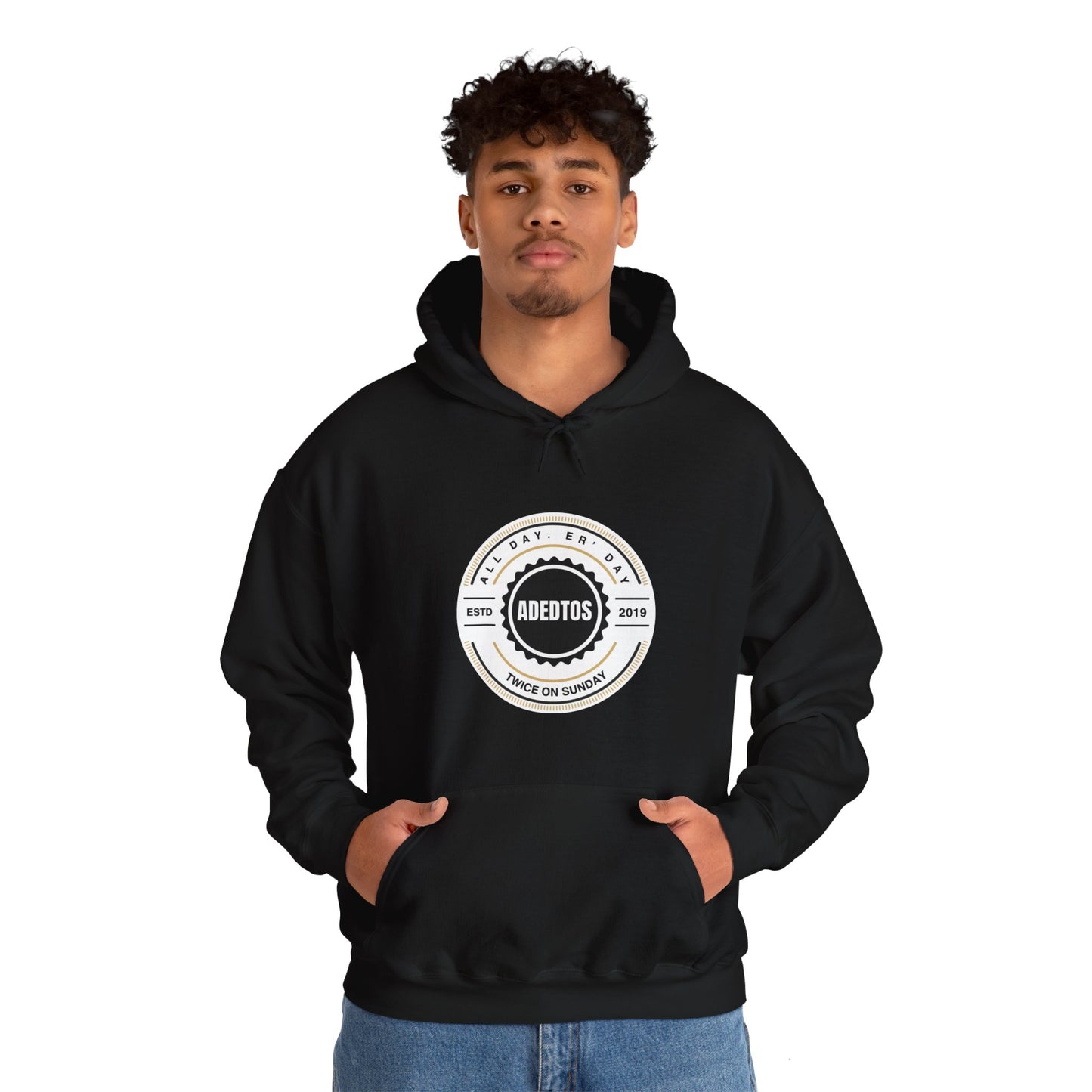 ADEDTOS - Khaki Logo White Circle - Unisex Heavy Blend™ Hooded Sweatshirt