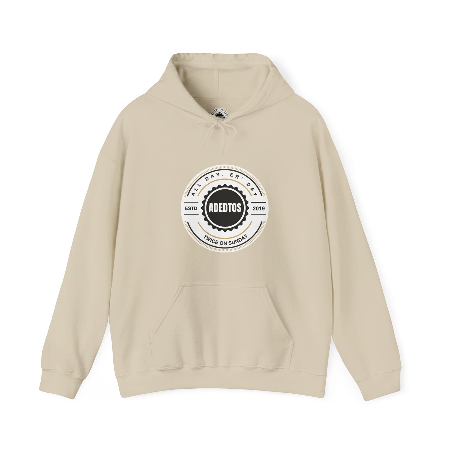 ADEDTOS - Khaki Logo White Circle - Unisex Heavy Blend™ Hooded Sweatshirt