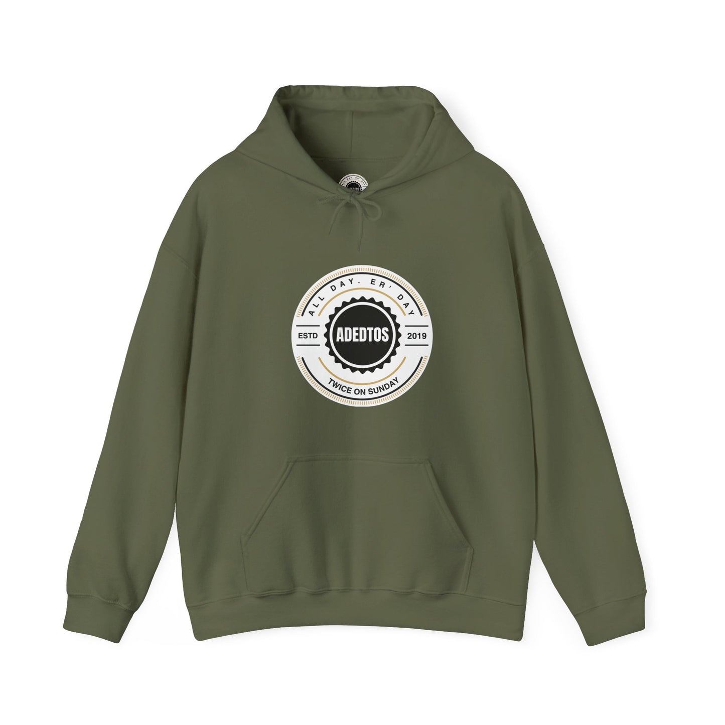 ADEDTOS - Khaki Logo White Circle - Unisex Heavy Blend™ Hooded Sweatshirt