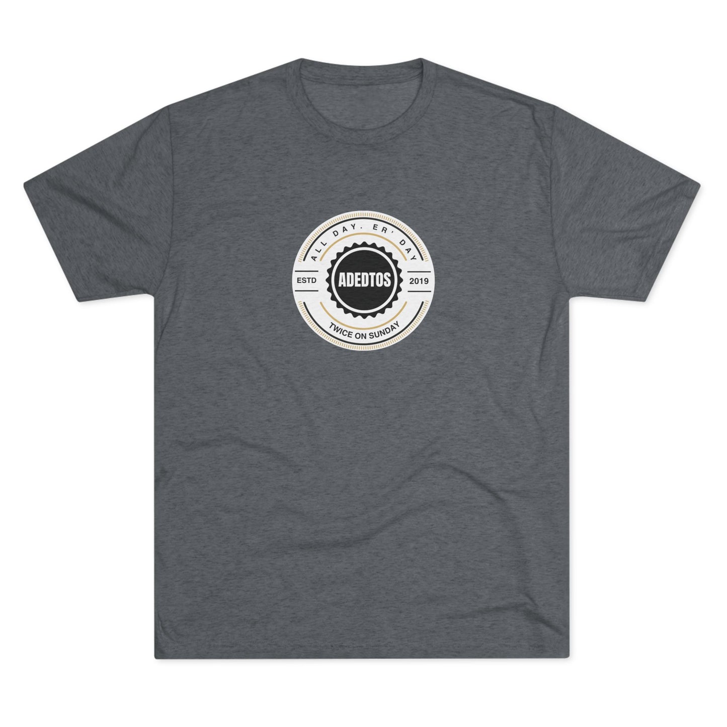 ADEDTOS - Khaki Logo White Circle - Tri-Blend Tee