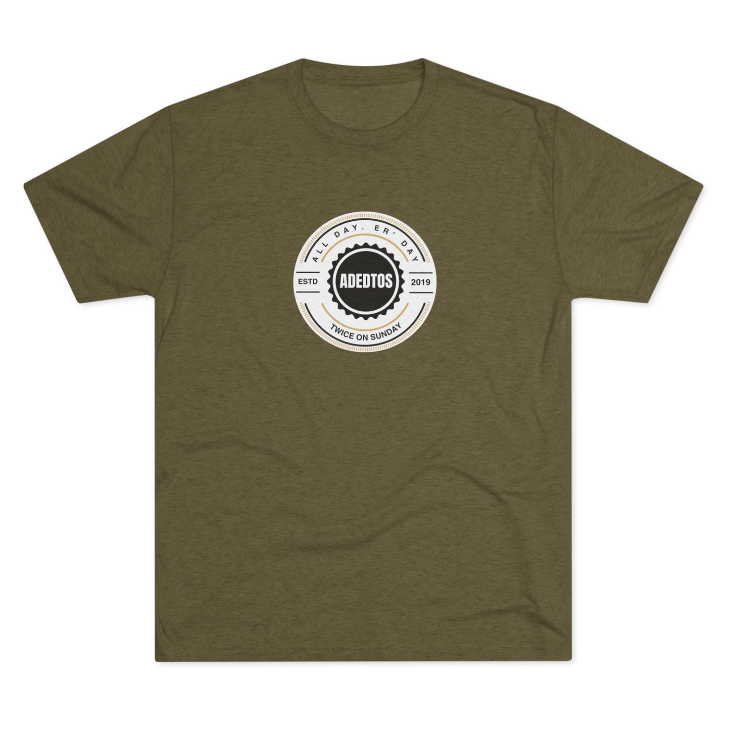 ADEDTOS - Khaki Logo White Circle - Tri-Blend Tee