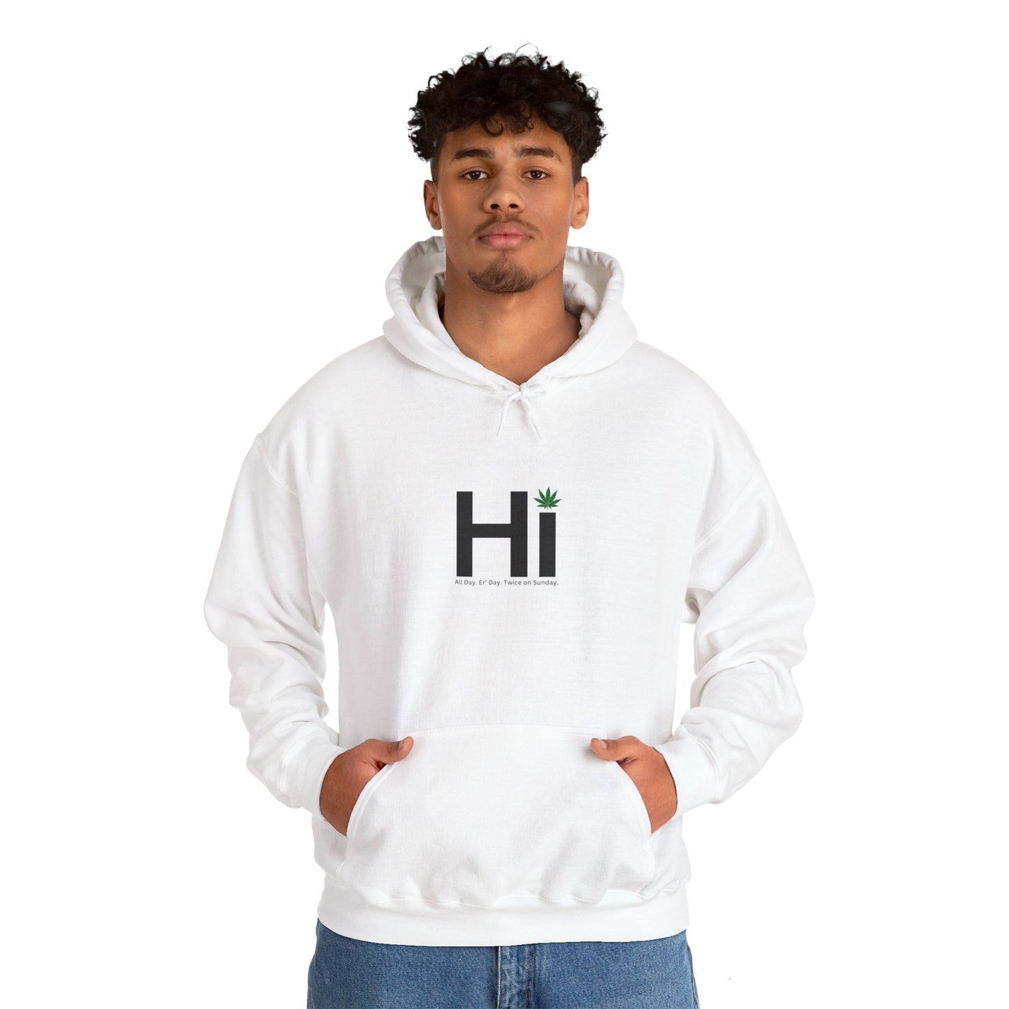 Hi - Black Letters - Unisex Heavy Blend™ Hooded Sweatshirt