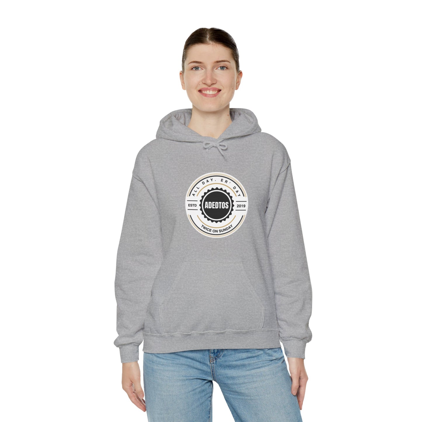 ADEDTOS - Khaki Logo White Circle - Unisex Heavy Blend™ Hooded Sweatshirt