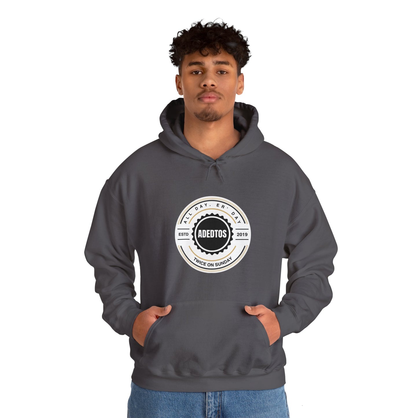 ADEDTOS - Khaki Logo White Circle - Unisex Heavy Blend™ Hooded Sweatshirt