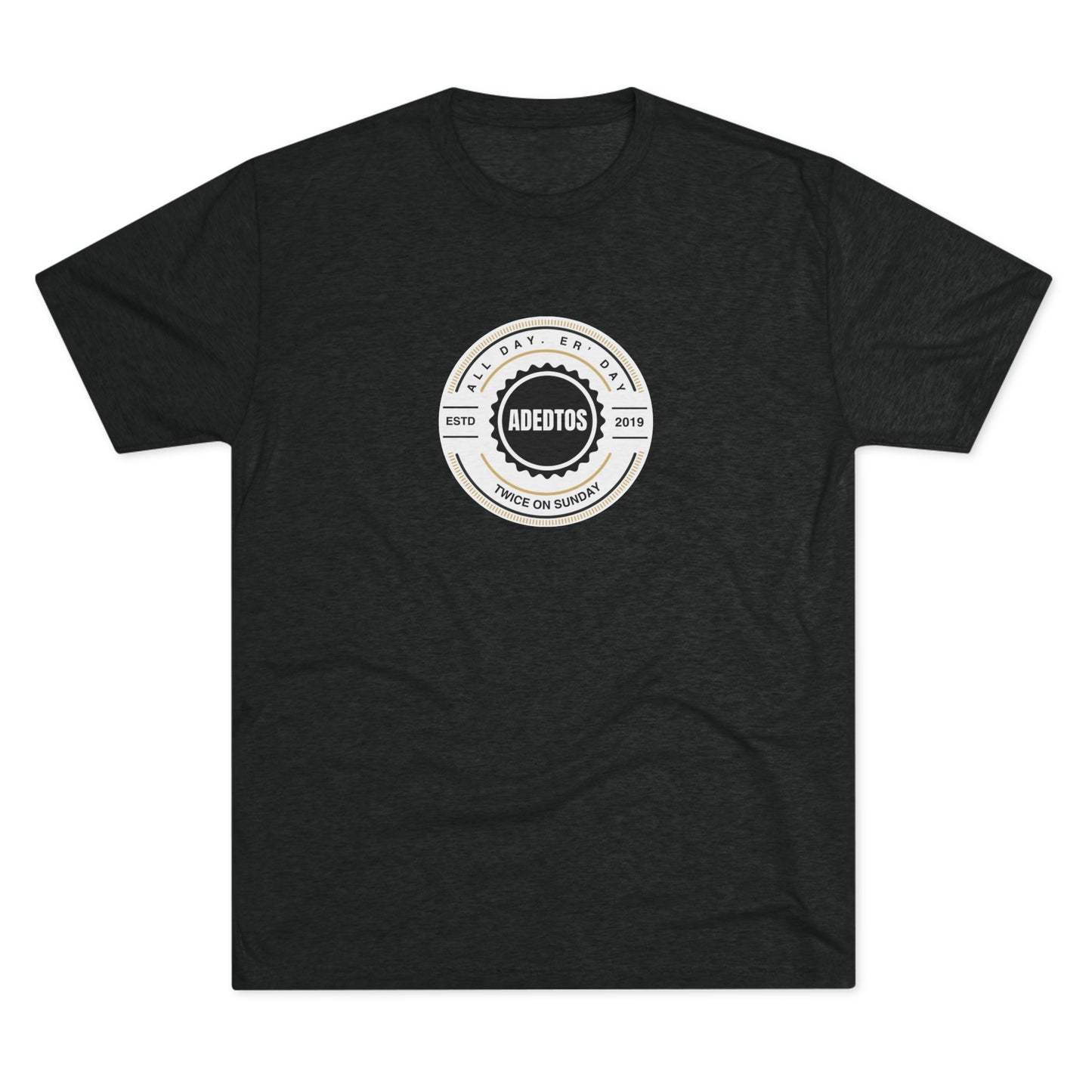 ADEDTOS - Khaki Logo White Circle - Tri-Blend Tee