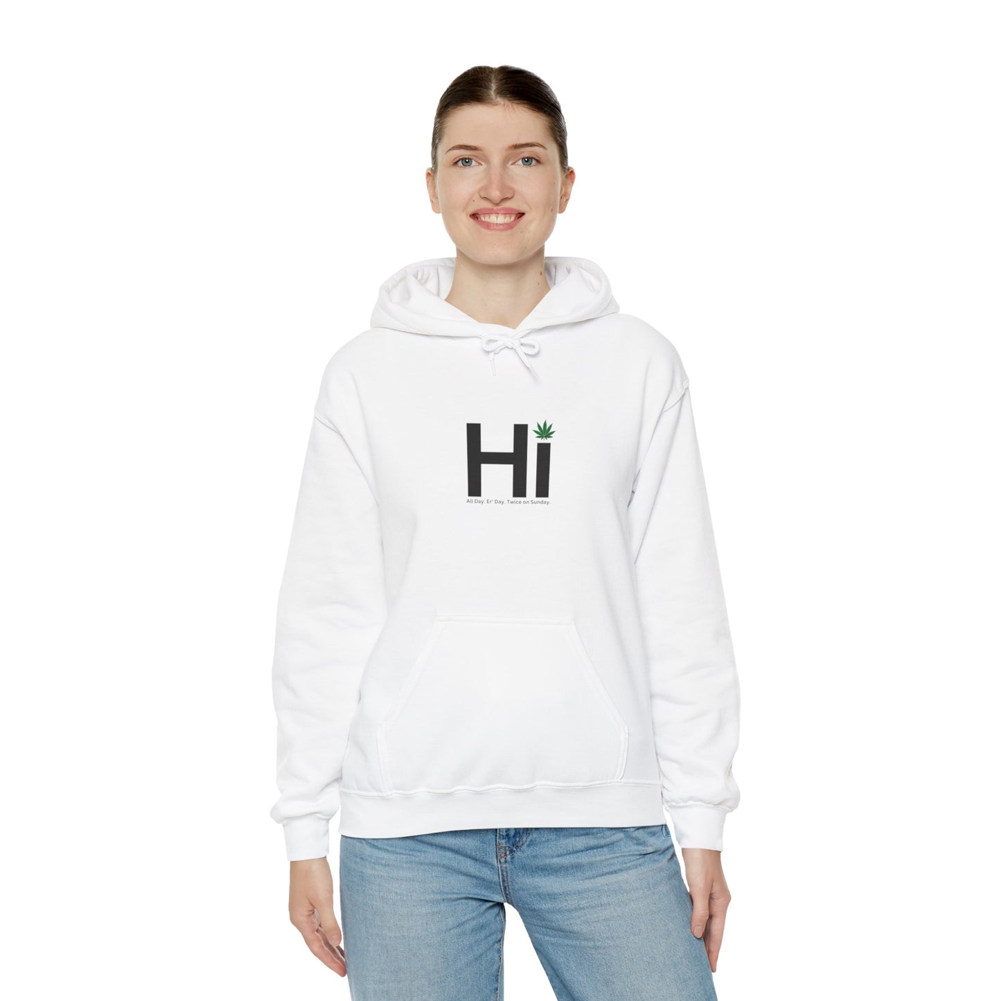 Hi - Black Letters - Unisex Heavy Blend™ Hooded Sweatshirt