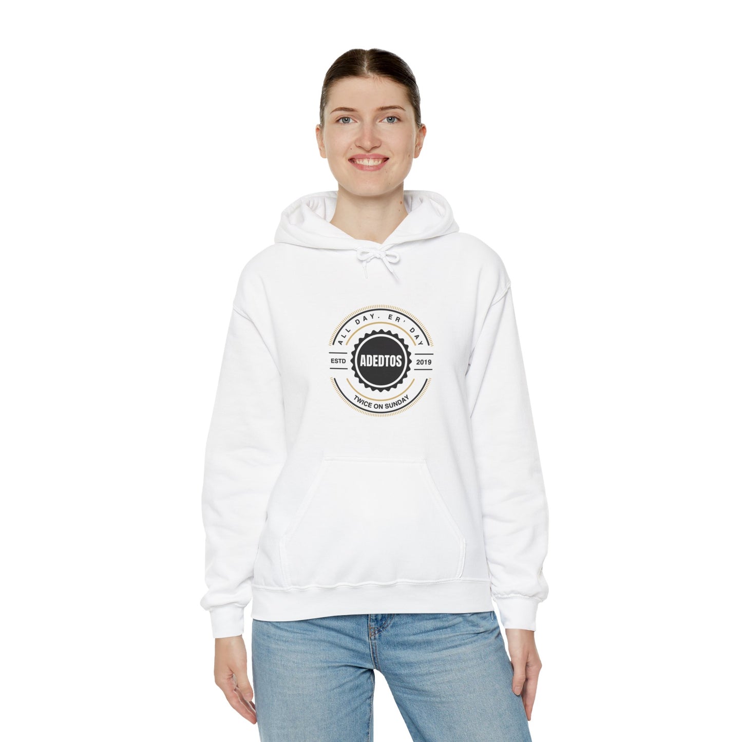 ADEDTOS - Khaki Logo White Circle - Unisex Heavy Blend™ Hooded Sweatshirt